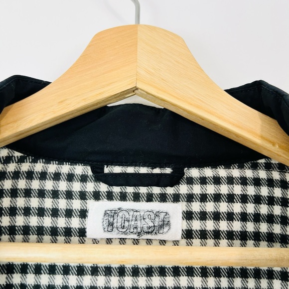 Toast Black Check Lined Cotton Cropped Padded Flared Sleeve Jacket UK M - Picture 8 of 11